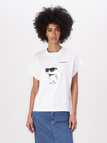 Tricou 'IKON AQUARELLE C' de la Karl Lagerfeld pe alb: față