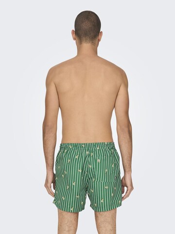 Only & Sons Badeshorts i grøn