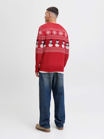 JACK & JONES Svetr 'JJXMAS ANDREW' – červená