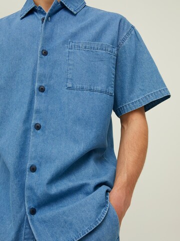 JACK & JONES Regular fit Button Up Shirt 'Leo' in Blue