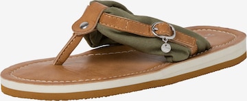 TAMARIS T-Bar Sandals 'Toe-Post Mule' in Green: front