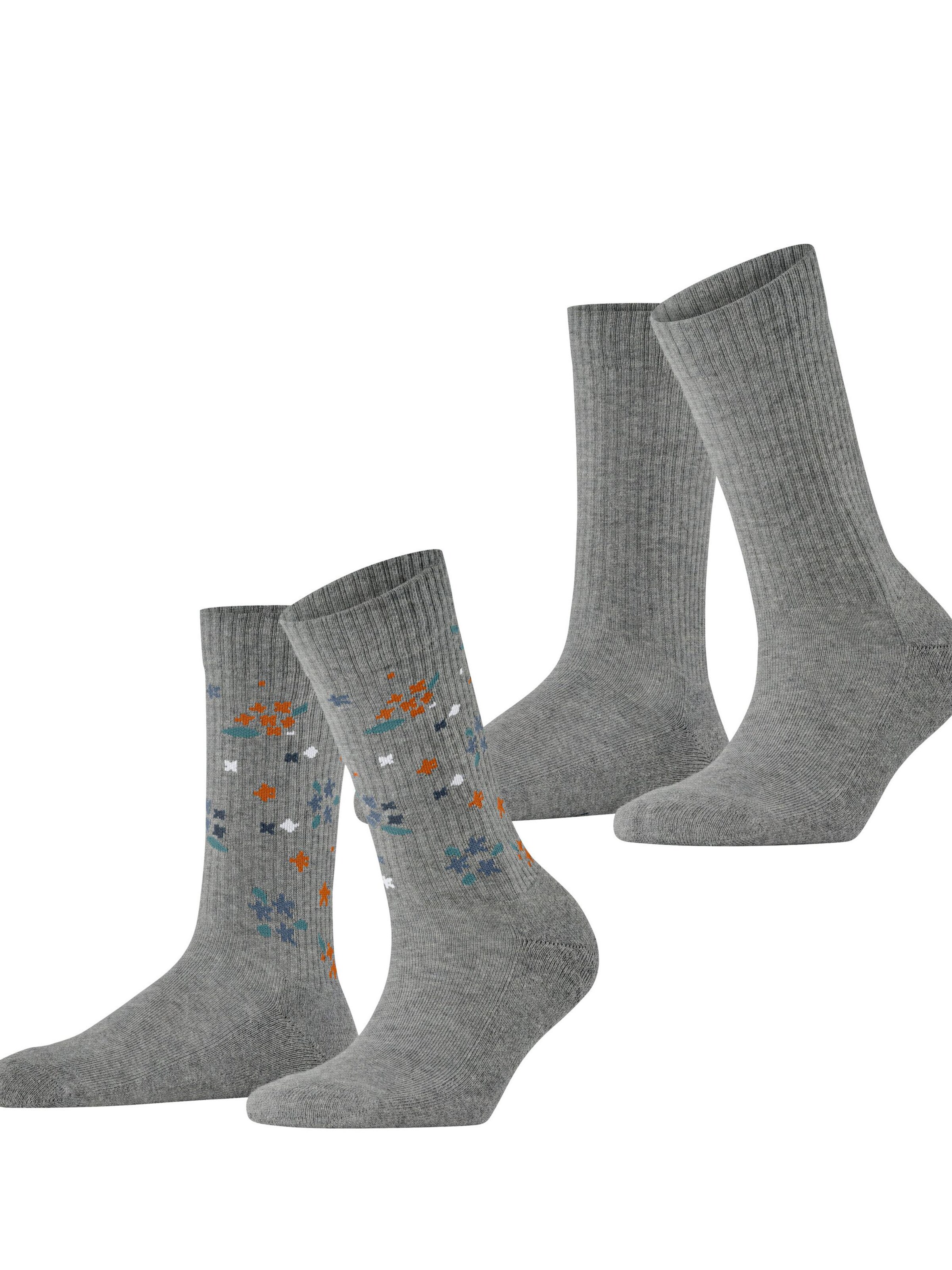 ESPRIT Socken 'Flower Rib 2-Pack'‌‌‌‌‌‌‌‌‌ in Grau: Vorderseite