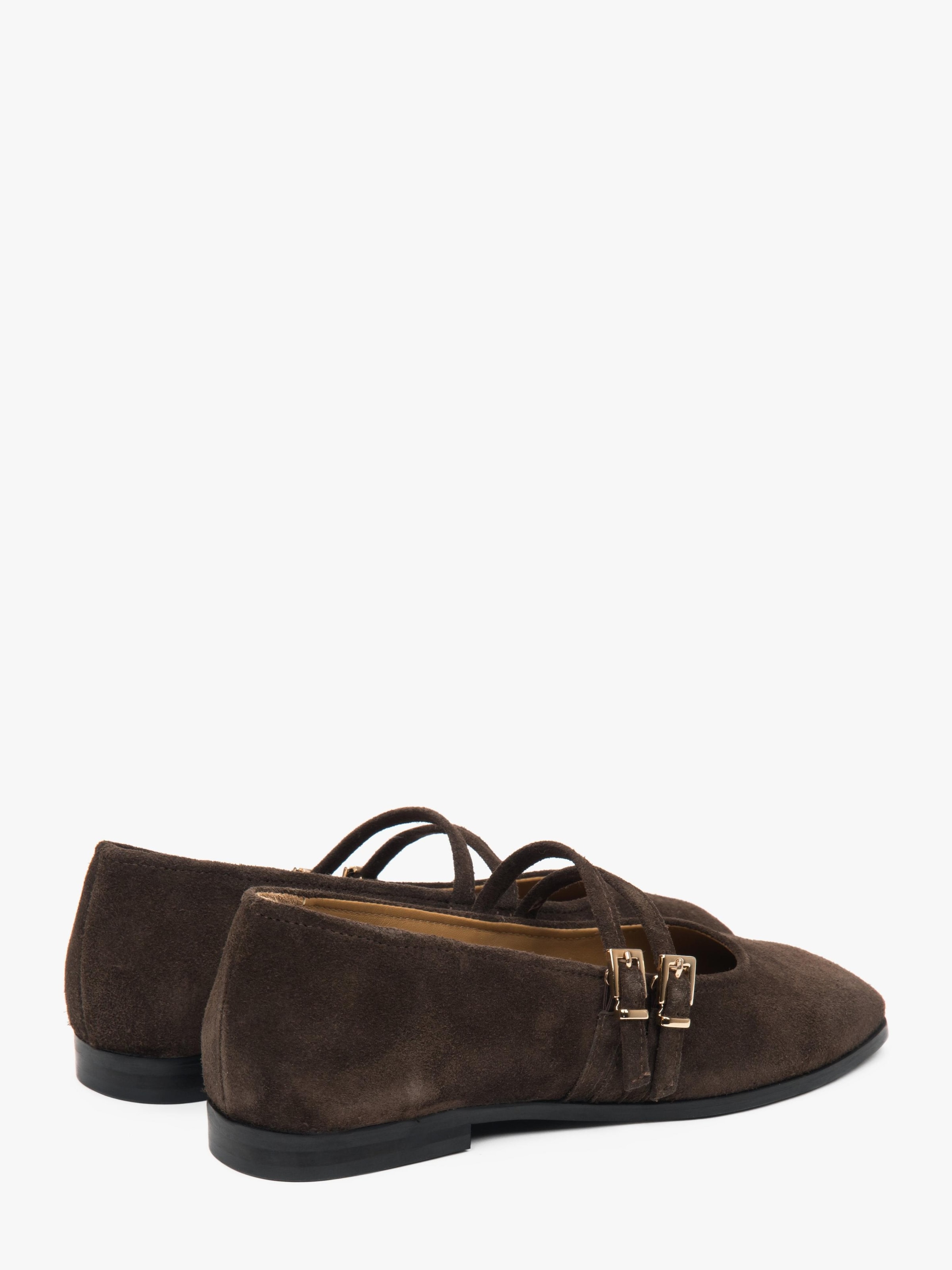 Estro Ballet Flats with Strap '09-28781' in Brown