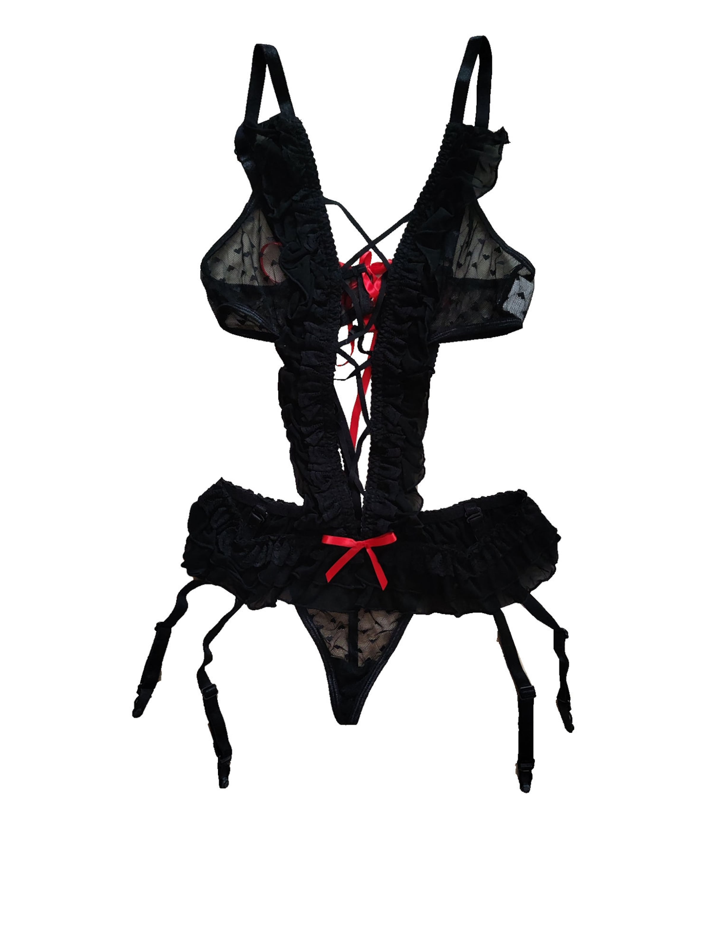 Chilirose Wäschebody 'Body CR3086' in Schwarz: Vorderseite