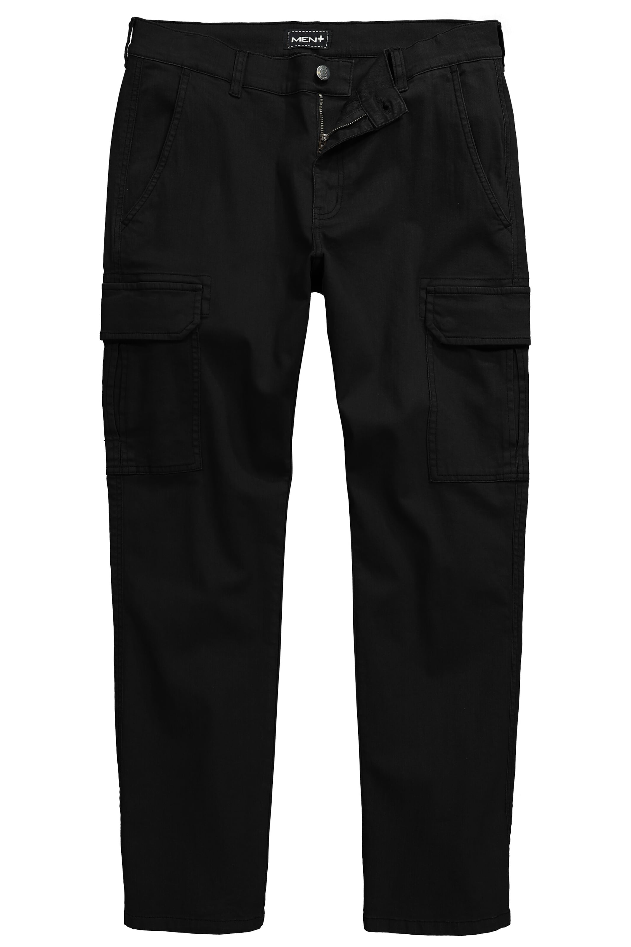 Men Plus Cargobroek in de kleur Zwart, Productweergave