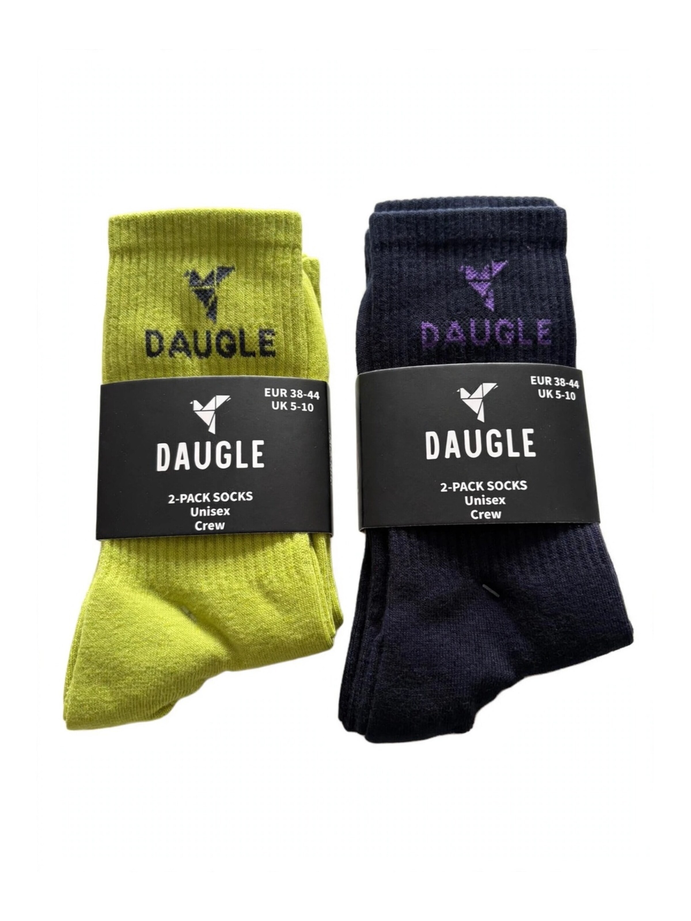 DAUGLE Sports socks 'Daugle Unisex Crew Socks 2-Pack (Lime, Black)' in Green