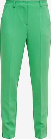 COMMA Slim fit Pleated Pants in Green: front