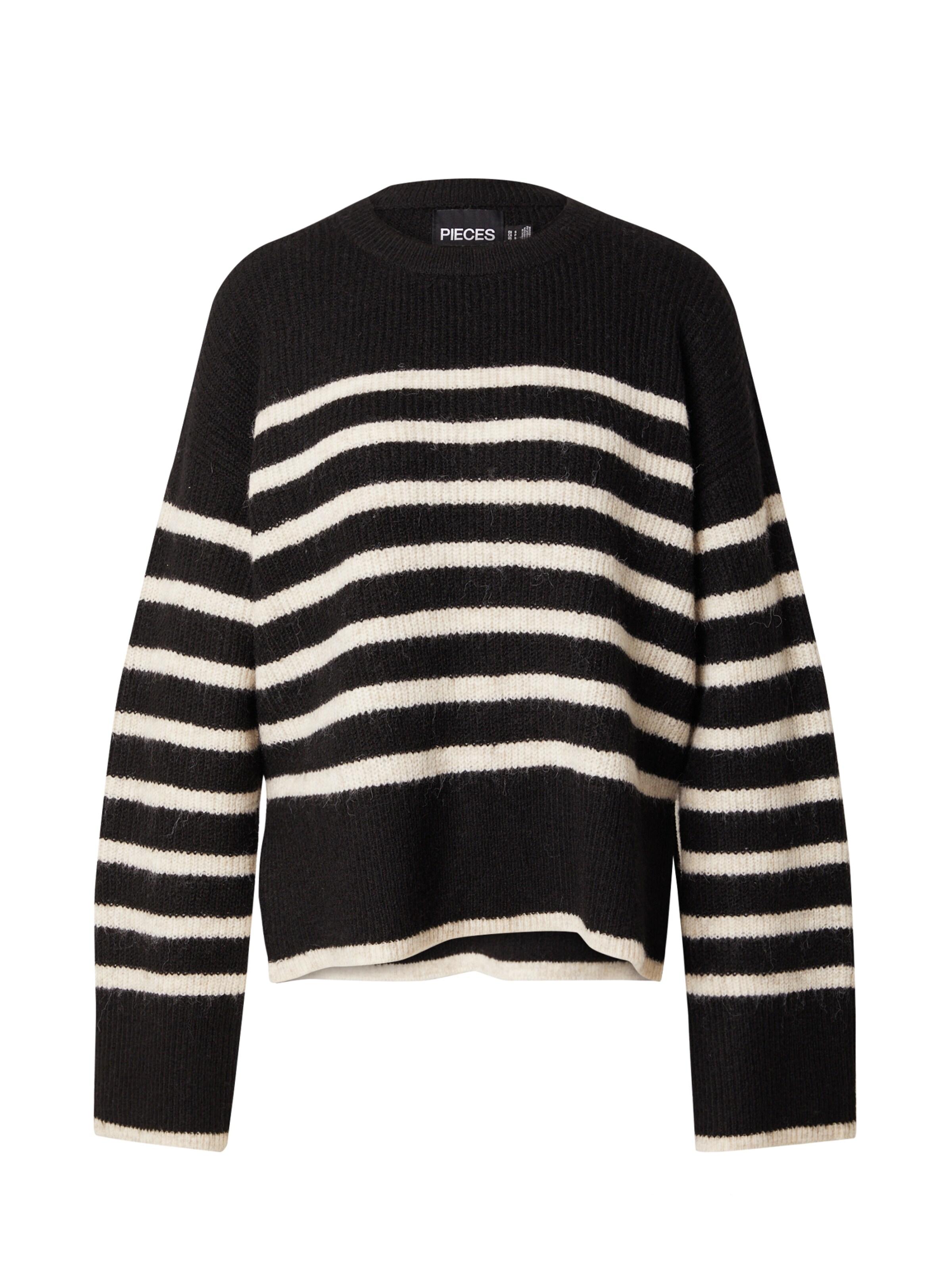 PIECES Sveter 'LINE' - Čierna: predná strana