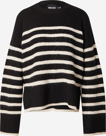 PIECES Sweater 'LINE' in Black: front