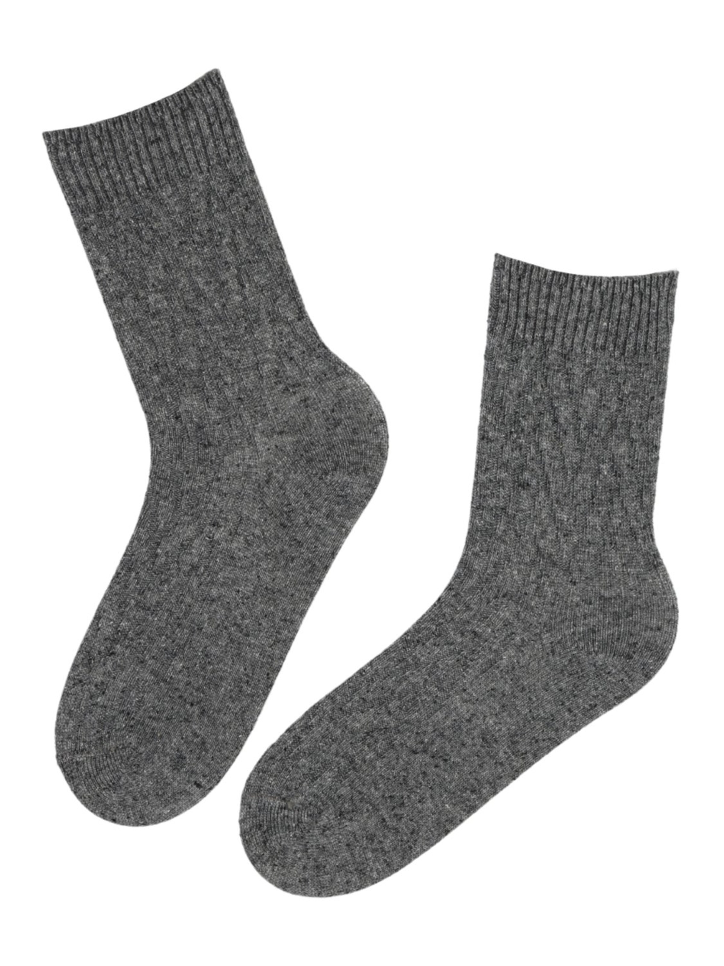 Chaussettes ''TELLE dark gray wool socks'' Sokisahtel en gris : devant