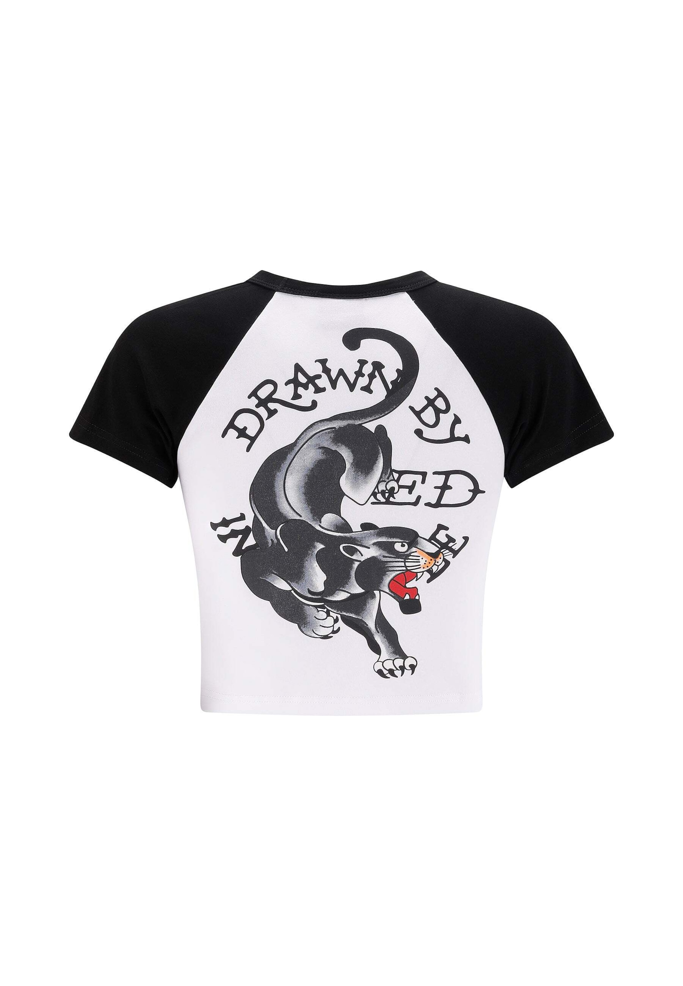 Ed Hardy Μπλουζάκι 'Panther Ringer' σε λευκό