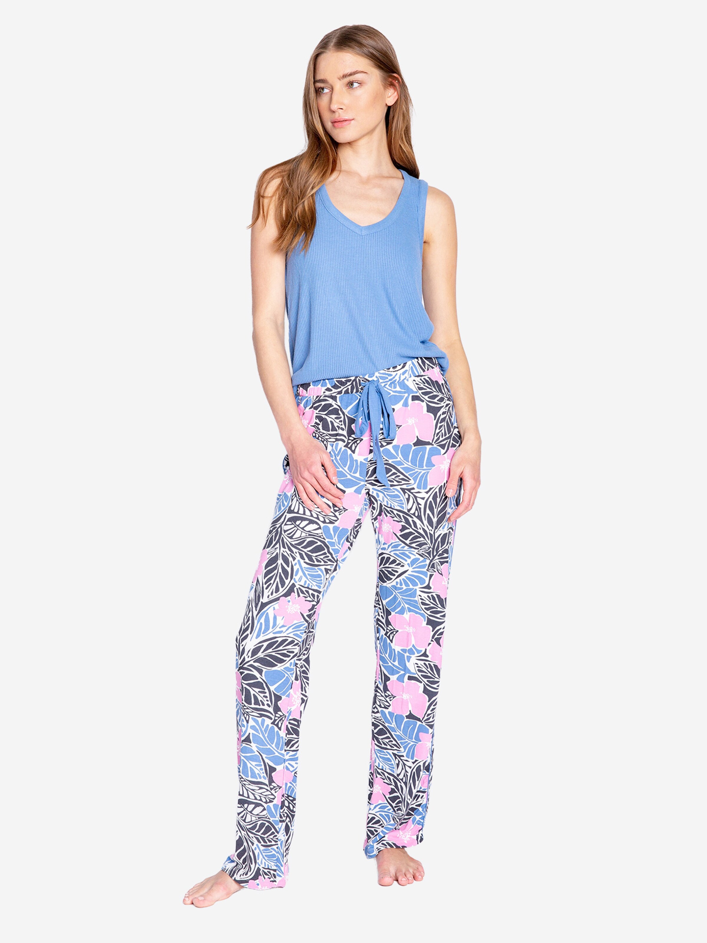 PJ Salvage Pyjamahose 'Bali Bound' in Blau: Vorderseite