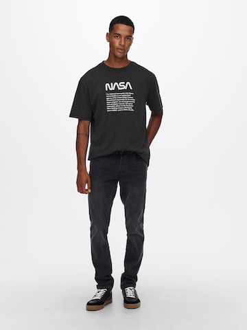 Only & Sons T-Shirt 'NASA' in Schwarz