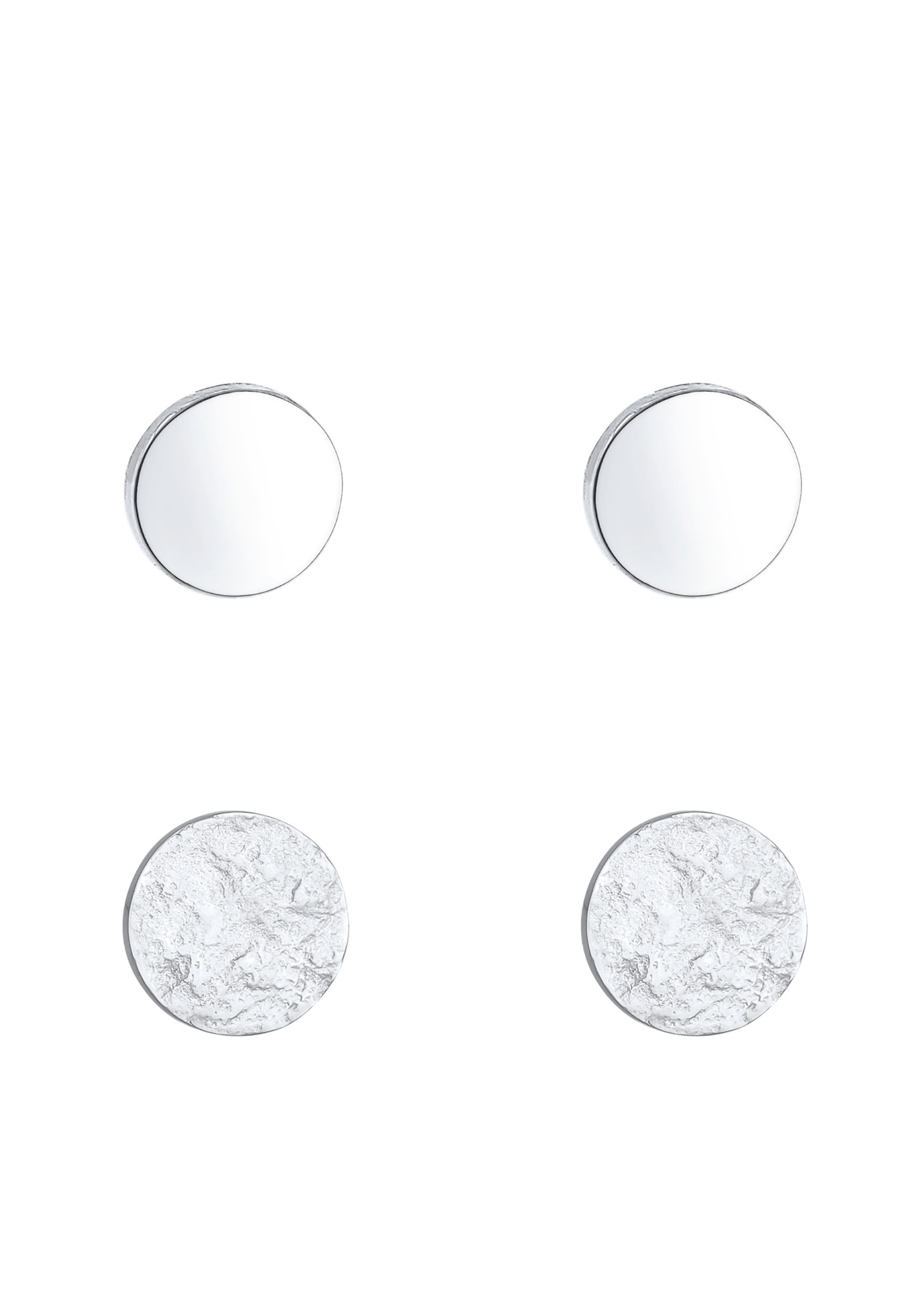 ELLI Ohrringe Basic Ohrstecker, Geo, Kreis, Textured in Silber: Vorderseite