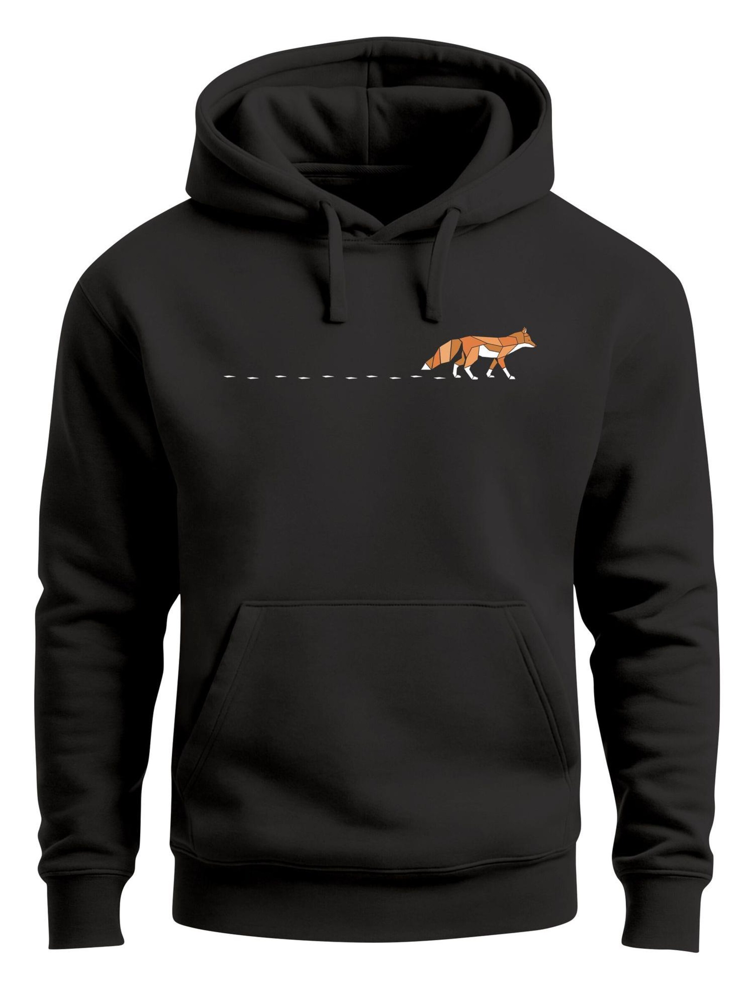 Neverless Sweatshirt 'Walking Fox' in Black: front