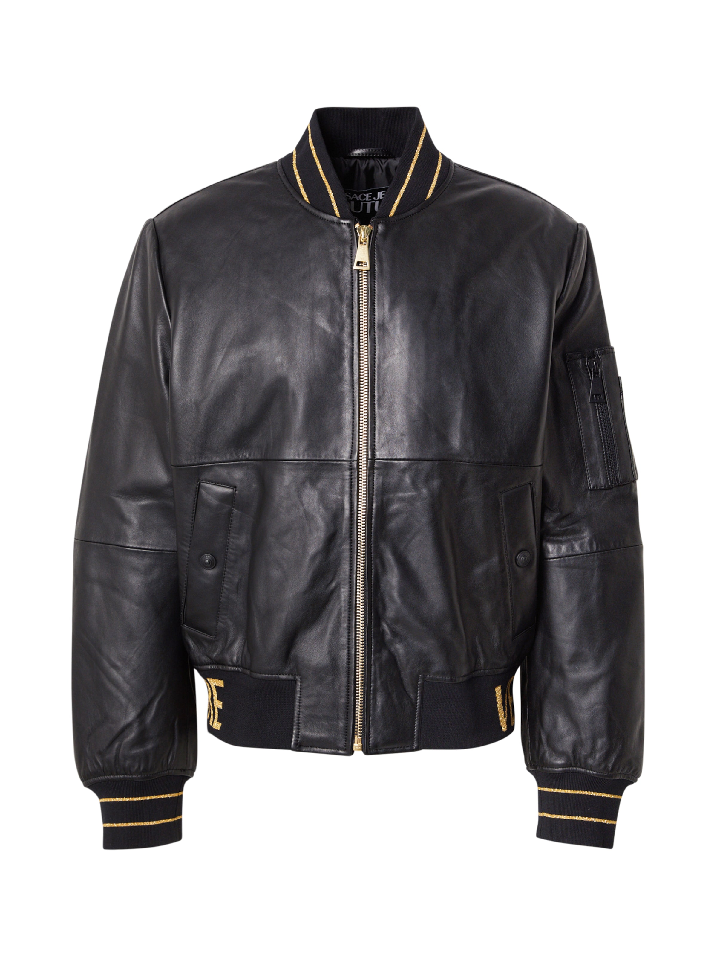 Versace Jeans Couture Φθινοπωρινό και ανοιξιάτικο μπουφάν σε μαύρο: μπροστά