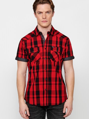 KOROSHI Slim fit Button Up Shirt in Red: front