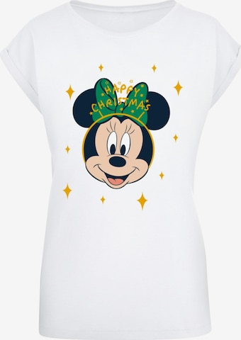 ABSOLUTE CULT Shirt 'Minnie Mouse - Happy Christmas' in Wit: voorkant