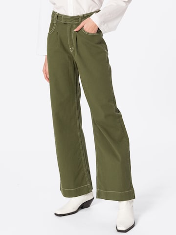 Wide Leg Pantalon Warehouse en vert : devant