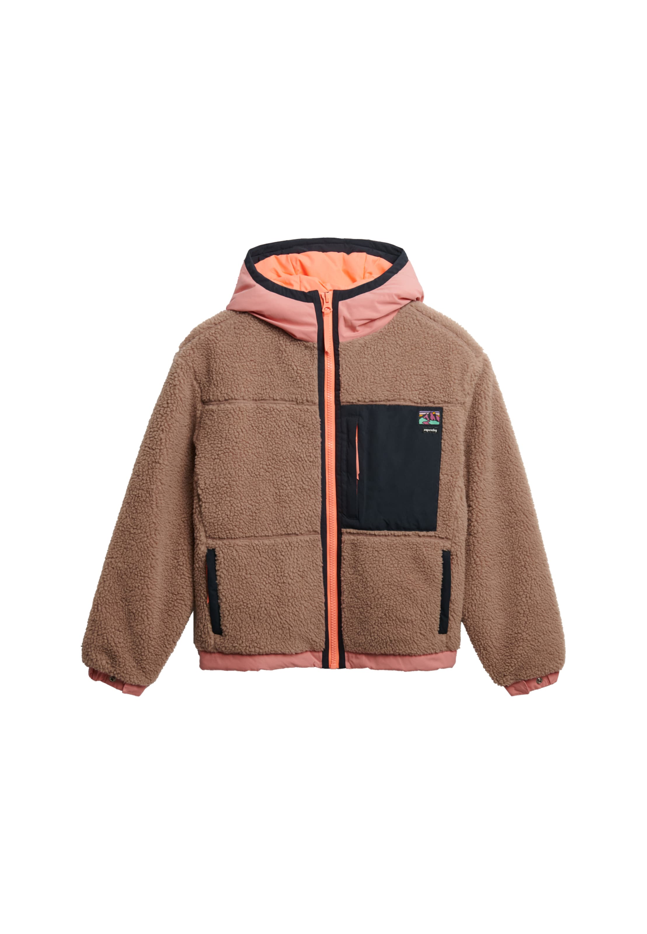 Superdry Fleece Jacket in Beige: front