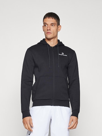 Sergio Tacchini Athletic Zip-Up Hoodie 'Cipresso' in Black: front