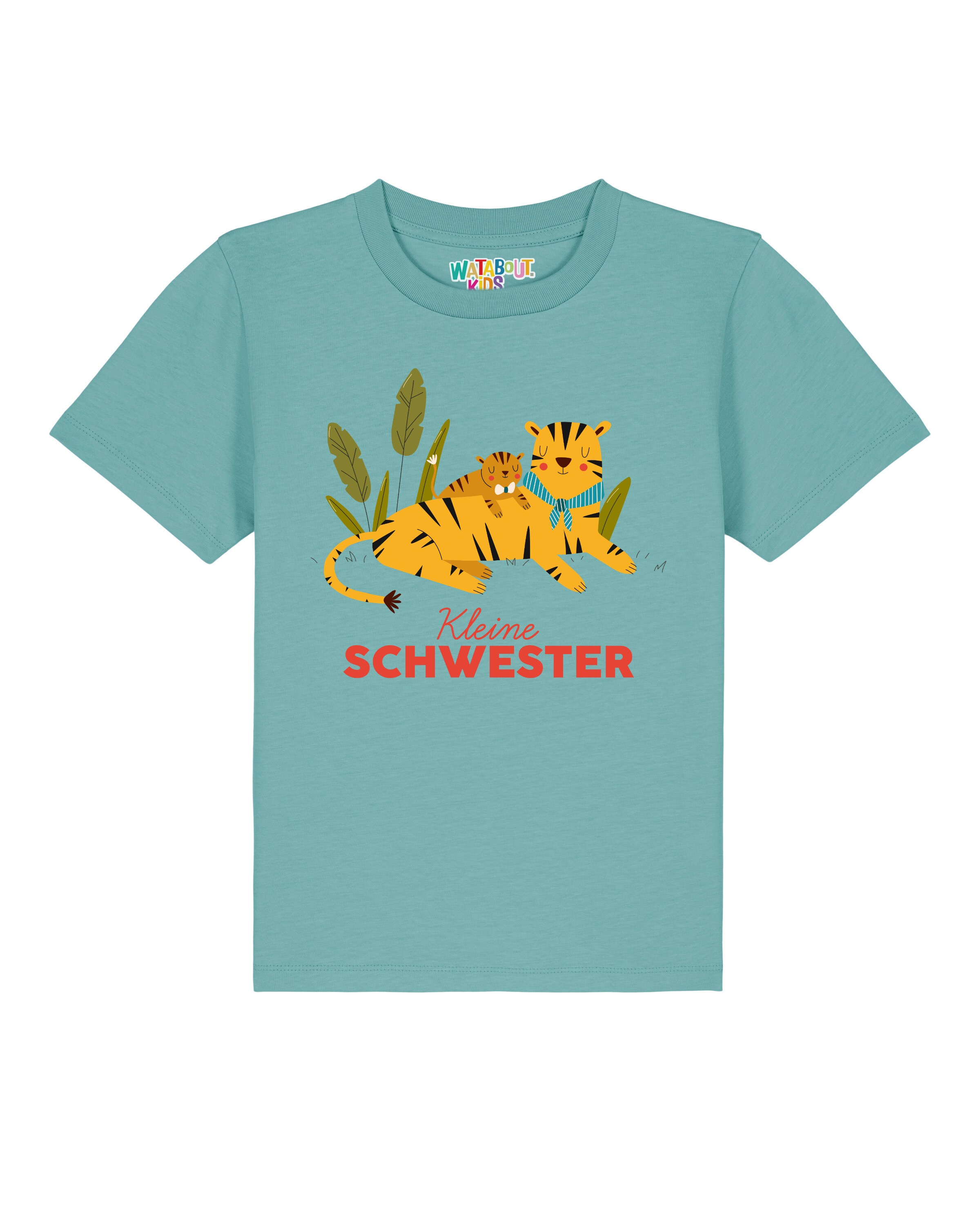 T-Shirt 'Tiger Kleine Schwester' watabout.kids en bleu : devant