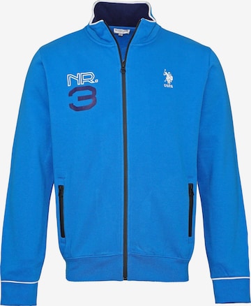 U.S. POLO ASSN. Sweatvest in Blauw: voorkant