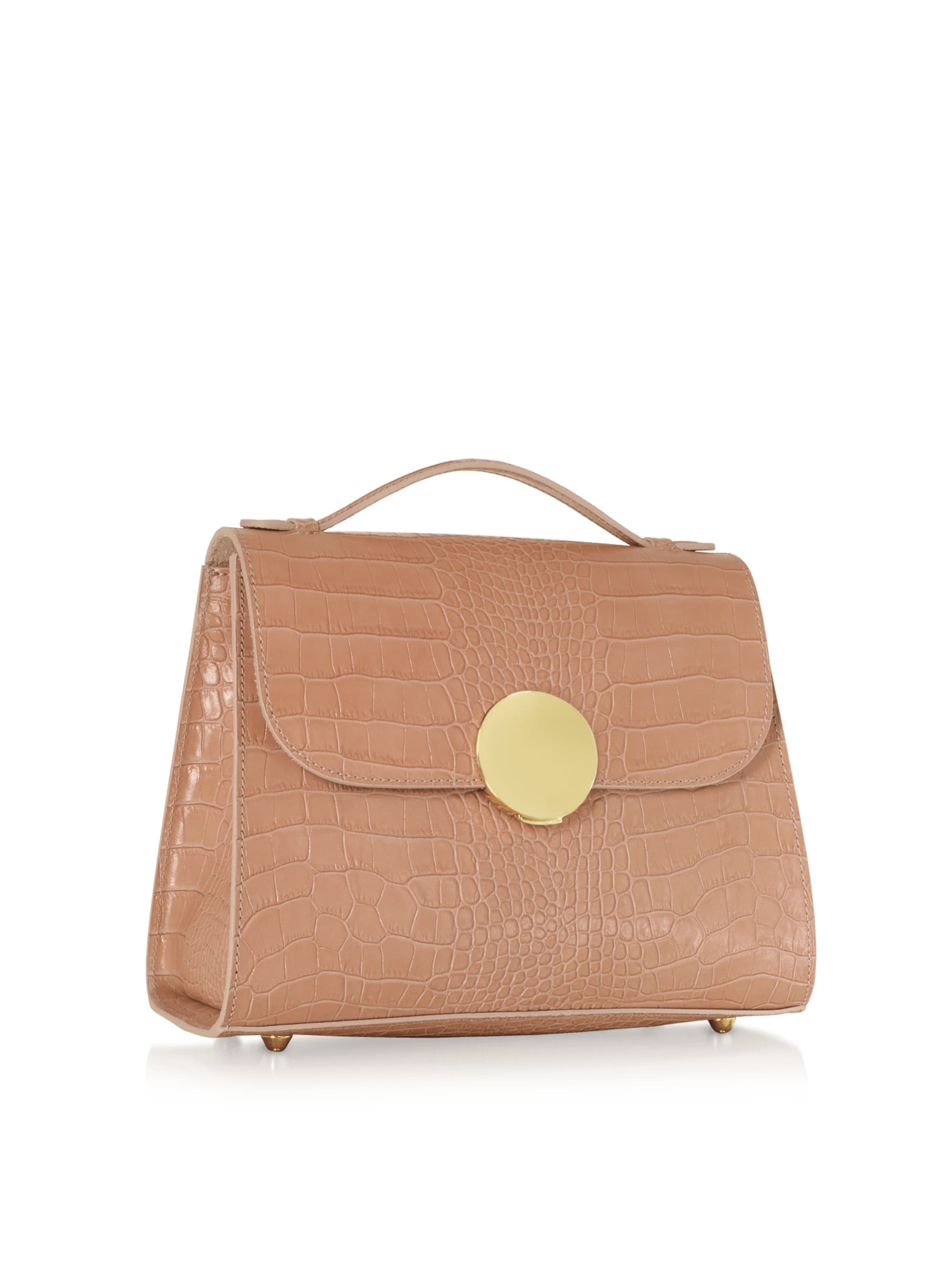 LeParmentier Handtas 'Bombo Croco' in Beige