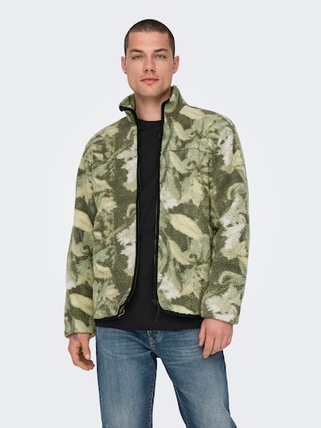 Only & Sons Fleece jas 'Emilio' in Grijs: voorkant