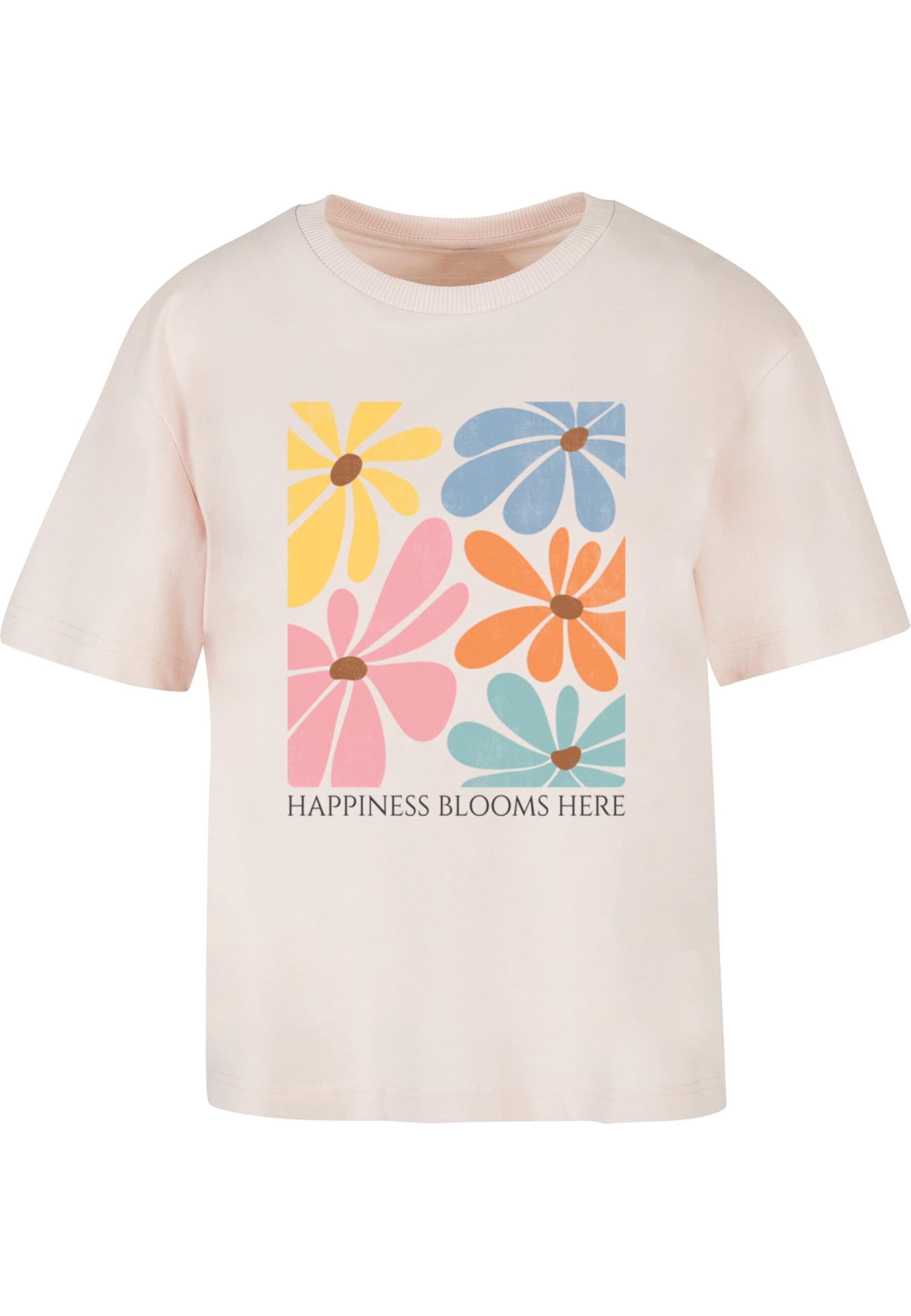 Maglietta 'Happiness Blooms Here' di Merchcode in rosa: frontale