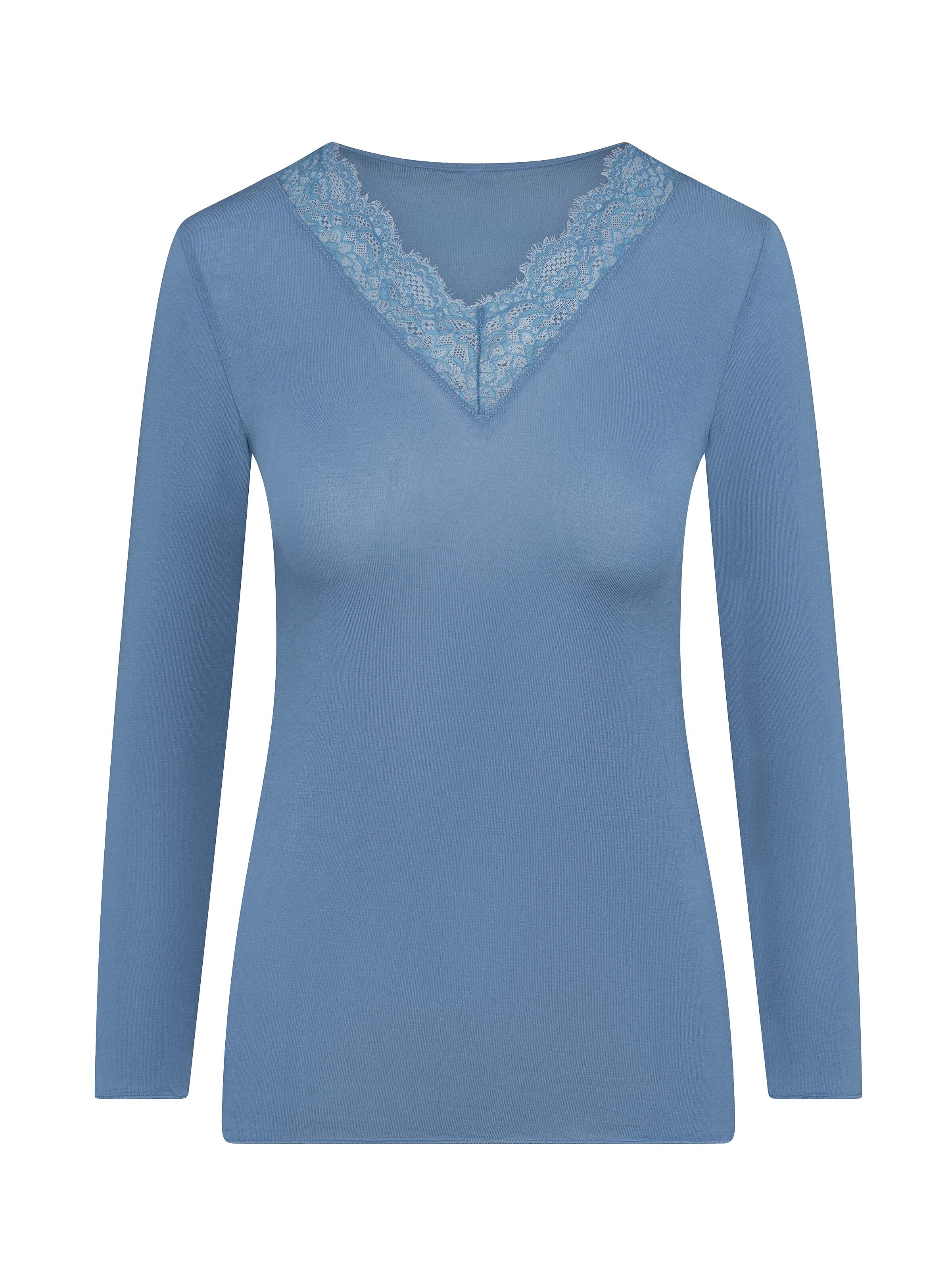 Ciocca Onderhemd 'Maglia Intima con Pizzo in Cashmere Modal Scollo a V' in Blauw: voorkant