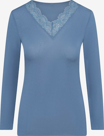 Ciocca - Camiseta térmica 'Maglia Intima con Pizzo in Cashmere Modal Scollo a V' en azul: frente