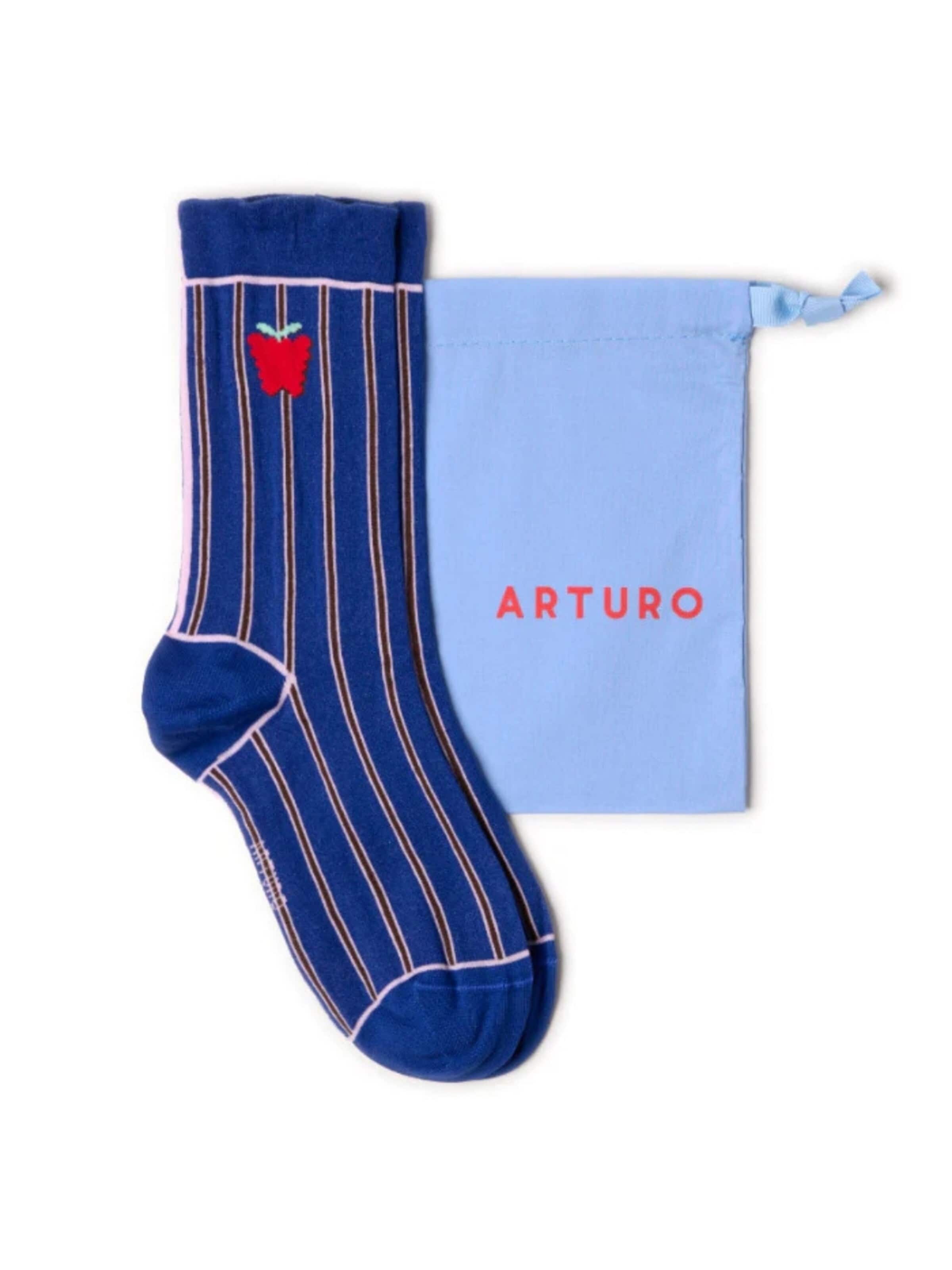 Calzino 'Arturo Bacche e bacchette' di Arturo in blu: frontale