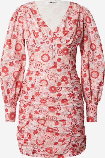 Rochie GLAMOROUS pe bej / roz / roșu pepene, Vizualizare produs