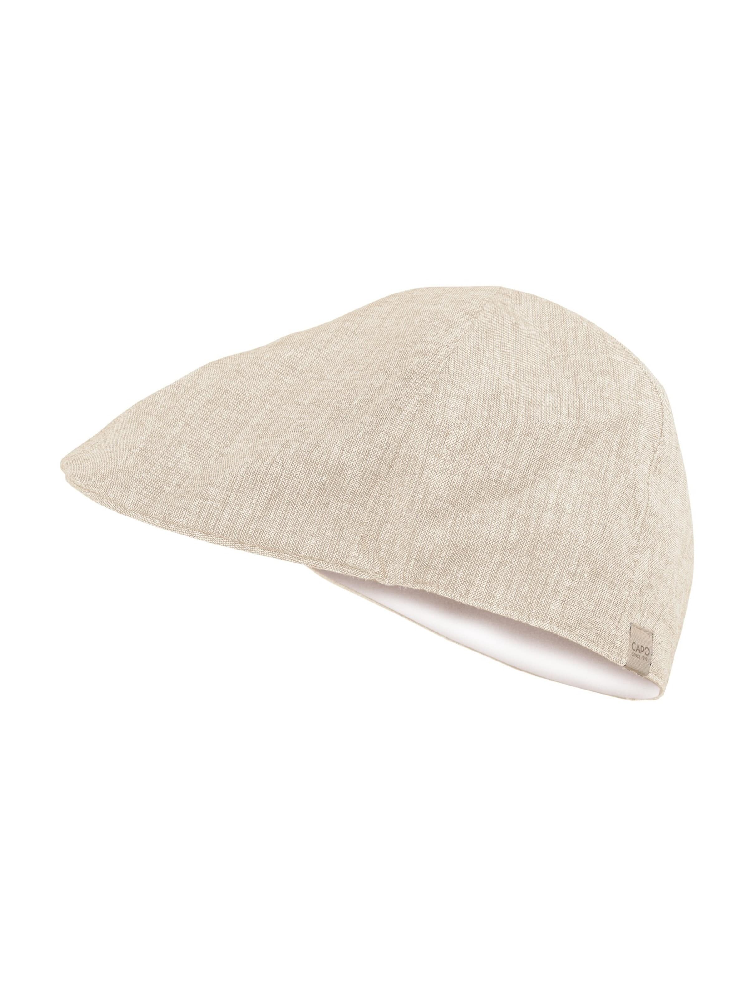 CAPO Beanie 'Schiebermütze, Leinenmischung Futter' in Beige: front