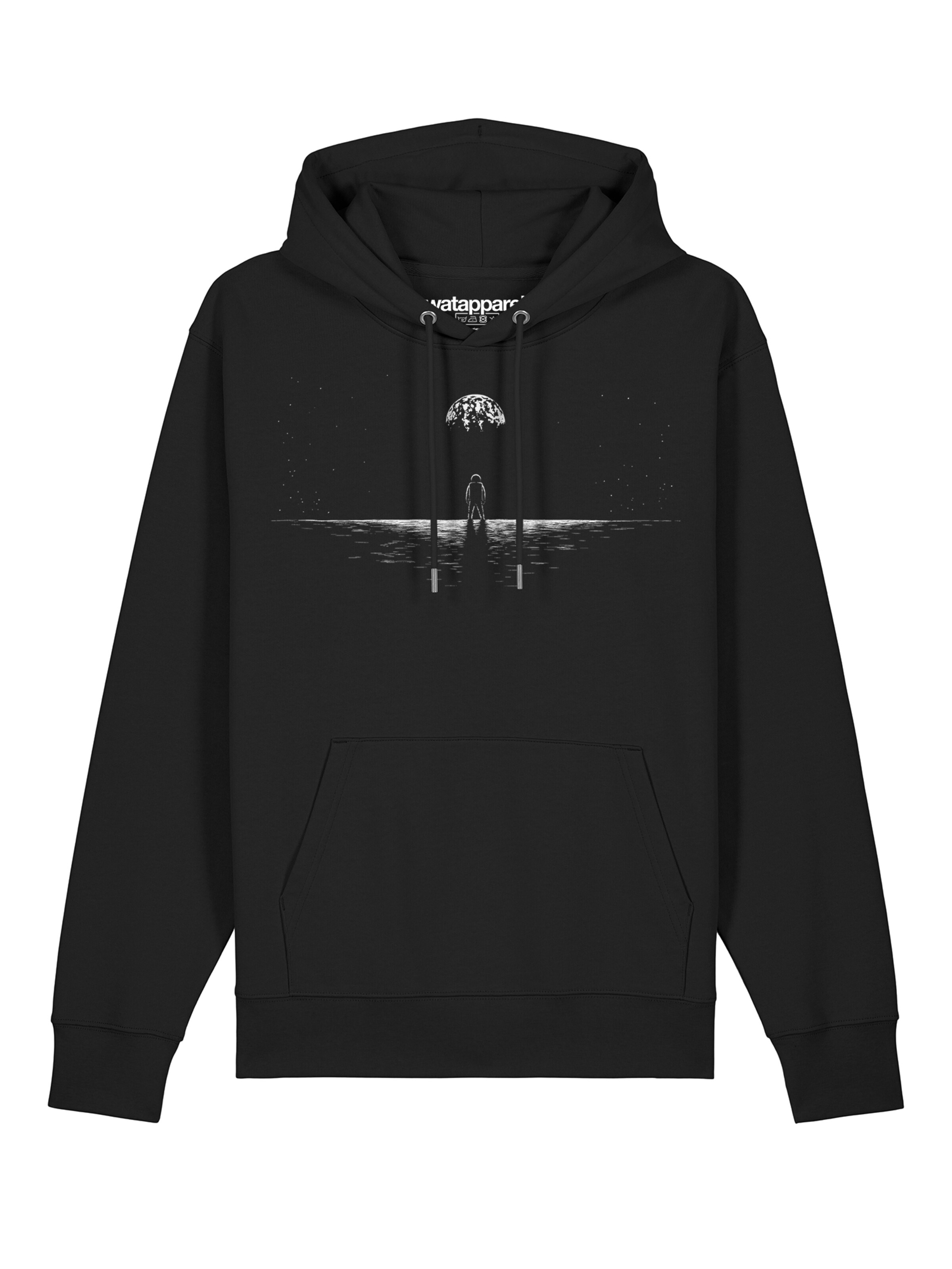 Watapparel Sweatshirt ' Lost in space ' in Zwart: voorkant