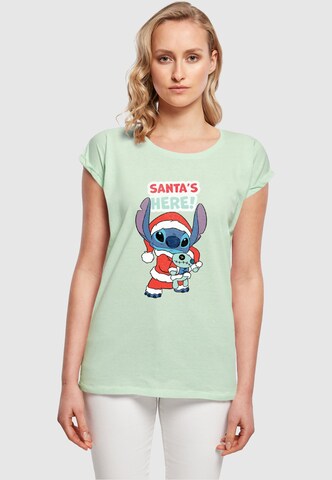ABSOLUTE CULT Shirt 'Lilo And Stitch - Santa Is Here' in Groen: voorkant