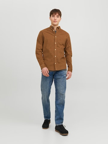 JACK & JONES Slim fit Overhemd in Bruin