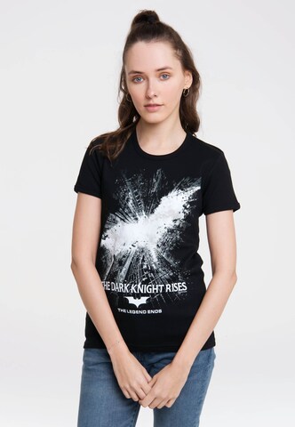 LOGOSHIRT Shirt 'Batman – The Dark Knight Rises' in Black: front