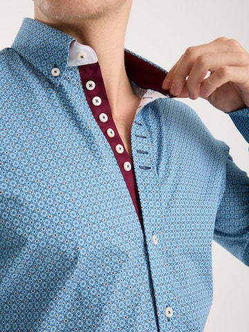 Coupe slim Chemise business 'Donatello Iconic Poplin Stretch Man Shirt Light Blue White' 7Camicie en bleu