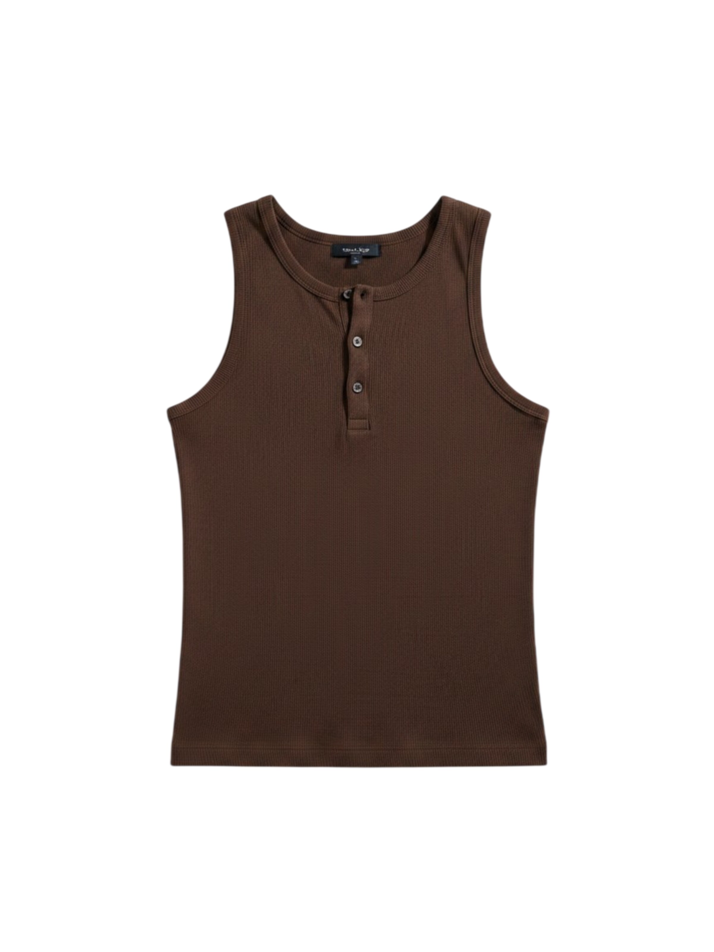 Kleidermafia Shirt 'Slim Fit Button Tanktop - Brown' in S in Brown, Item view