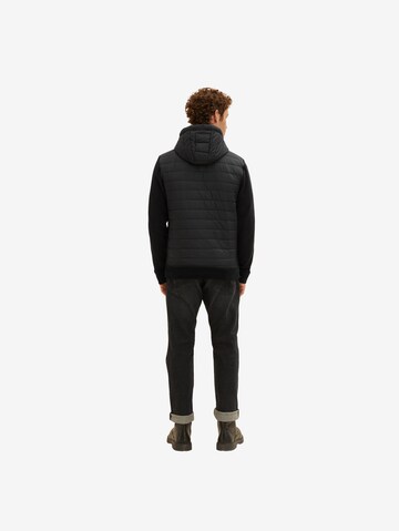 TOM TAILOR Zip-Up Hoodie in Black