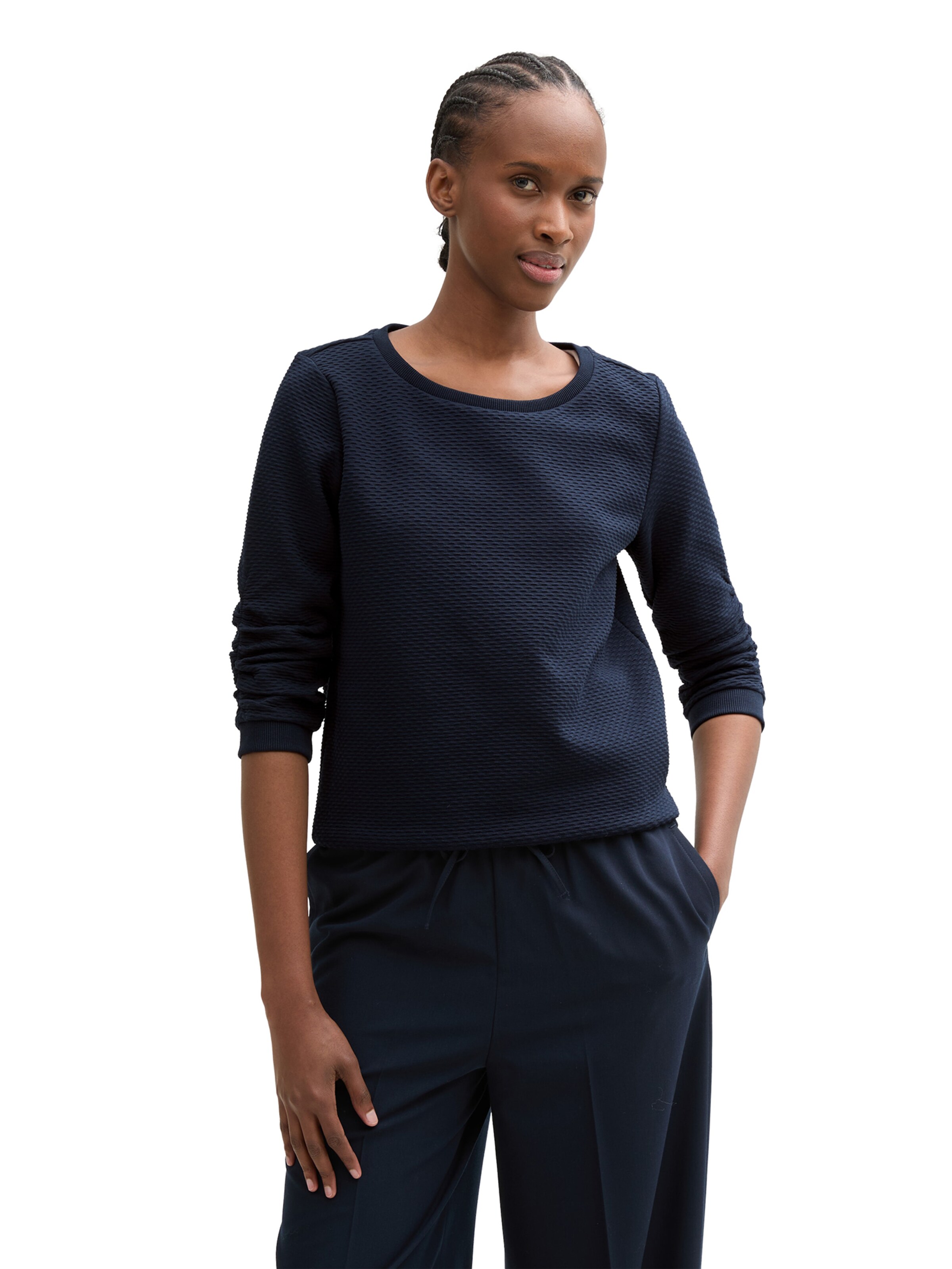 Bluză de molton de la TOM TAILOR DENIM pe albastru: față