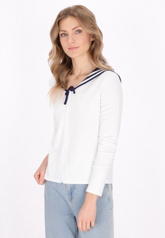 DreiMaster Maritim Gebreid vest 'Classic Look' in Wit: voorkant