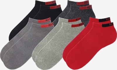 H.I.S Sneakersocken in grau / rot / schwarz, Produktansicht