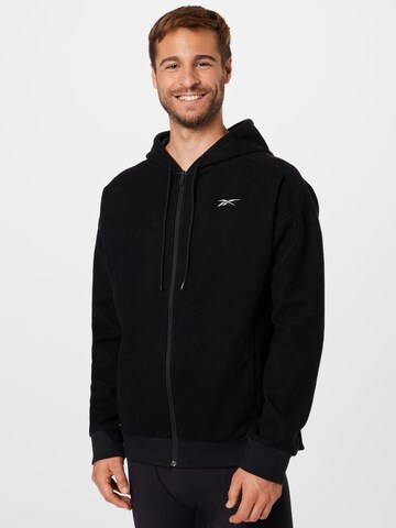 Reebok Athletic Zip-Up Hoodie in Black: front