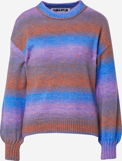 NEON & NYLON Sweater 'SPACY' in Light blue / Cognac / mottled purple / Light pink, Item view
