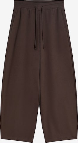 BershkaWide Leg/ Široke nogavice Hlače - smeđa boja: prednji dio