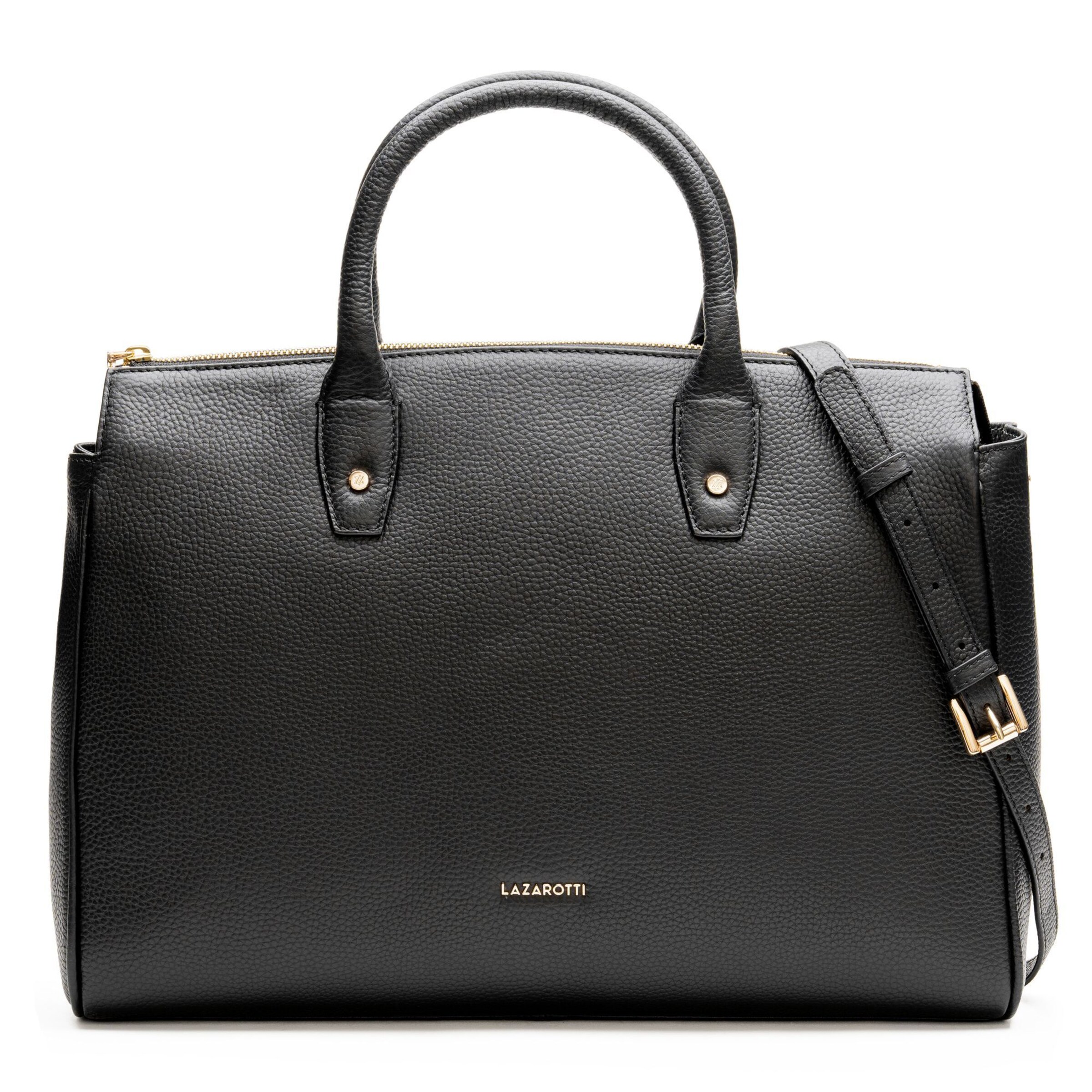 Borsa a mano 'Bologna Leather' di Lazarotti in nero: frontale