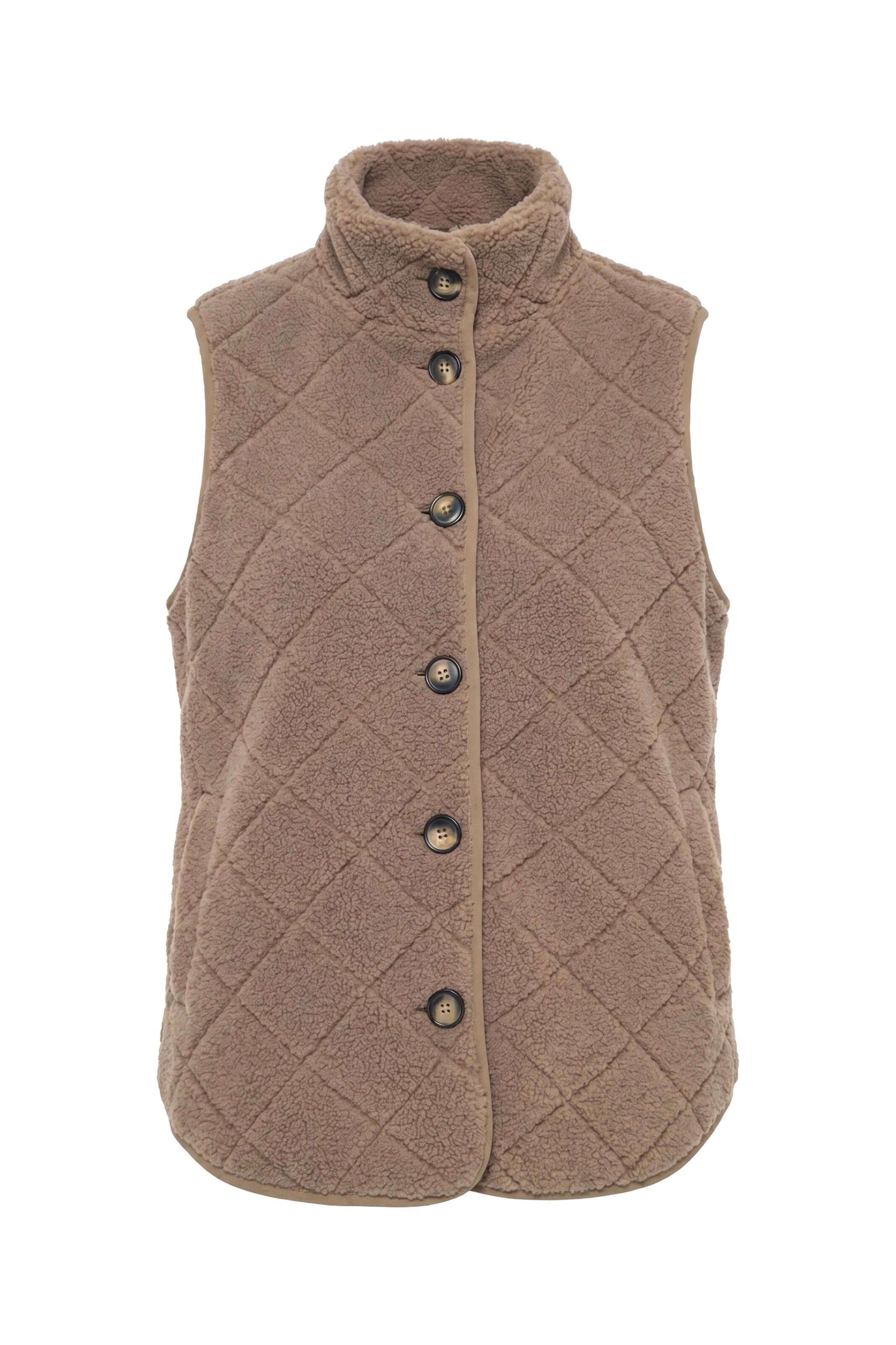 Ulla Popken Bodywarmer in M-L in de kleur Lichtbruin, Productweergave
